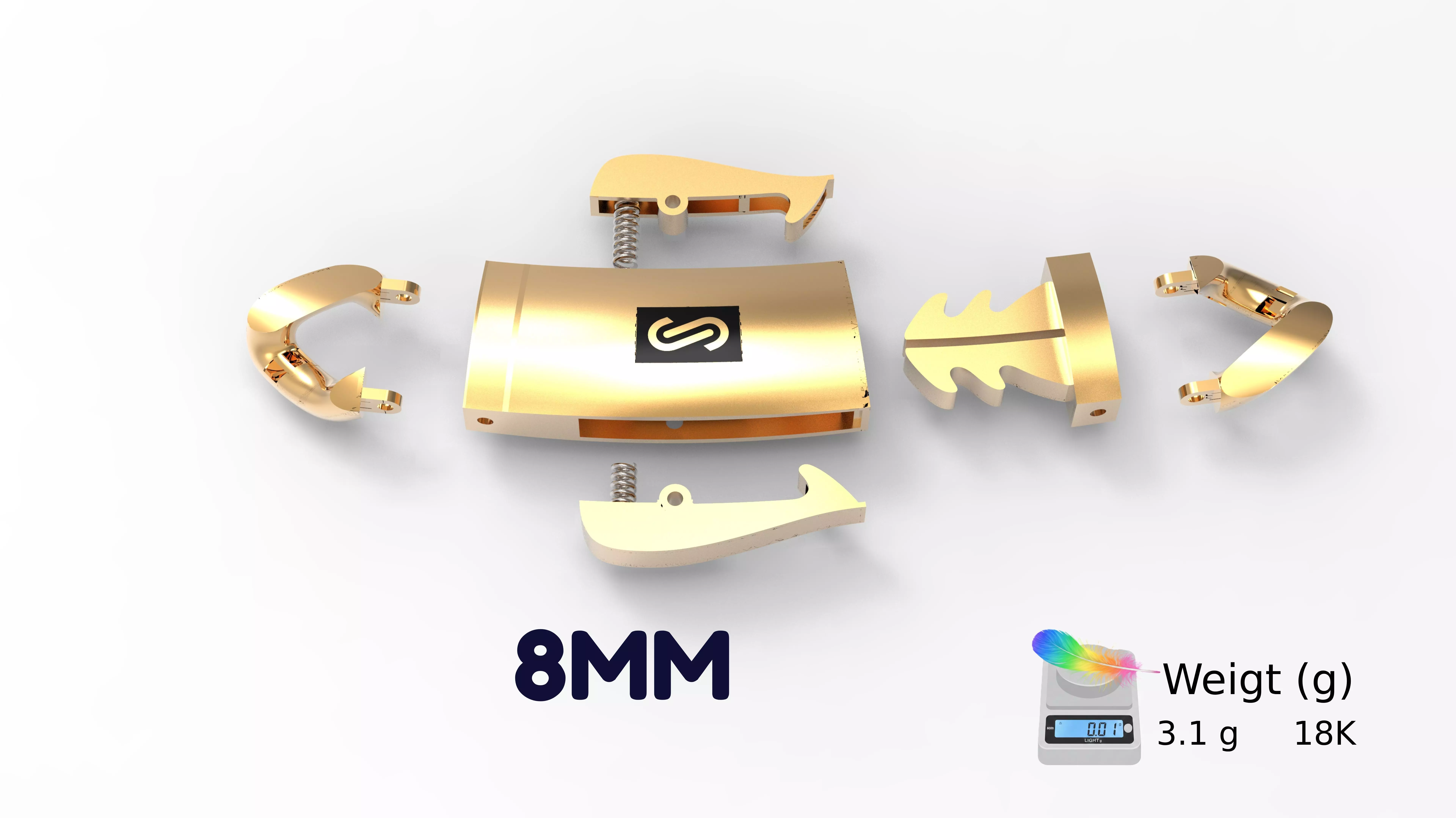 monacochain-lock-necklace 8MM 3D print model