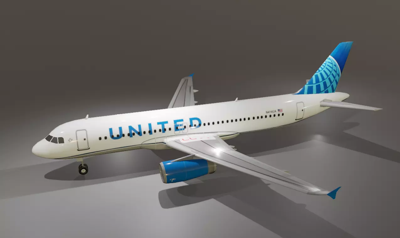 United airbus a320-232 low poly 3D model Low-poly 3D model