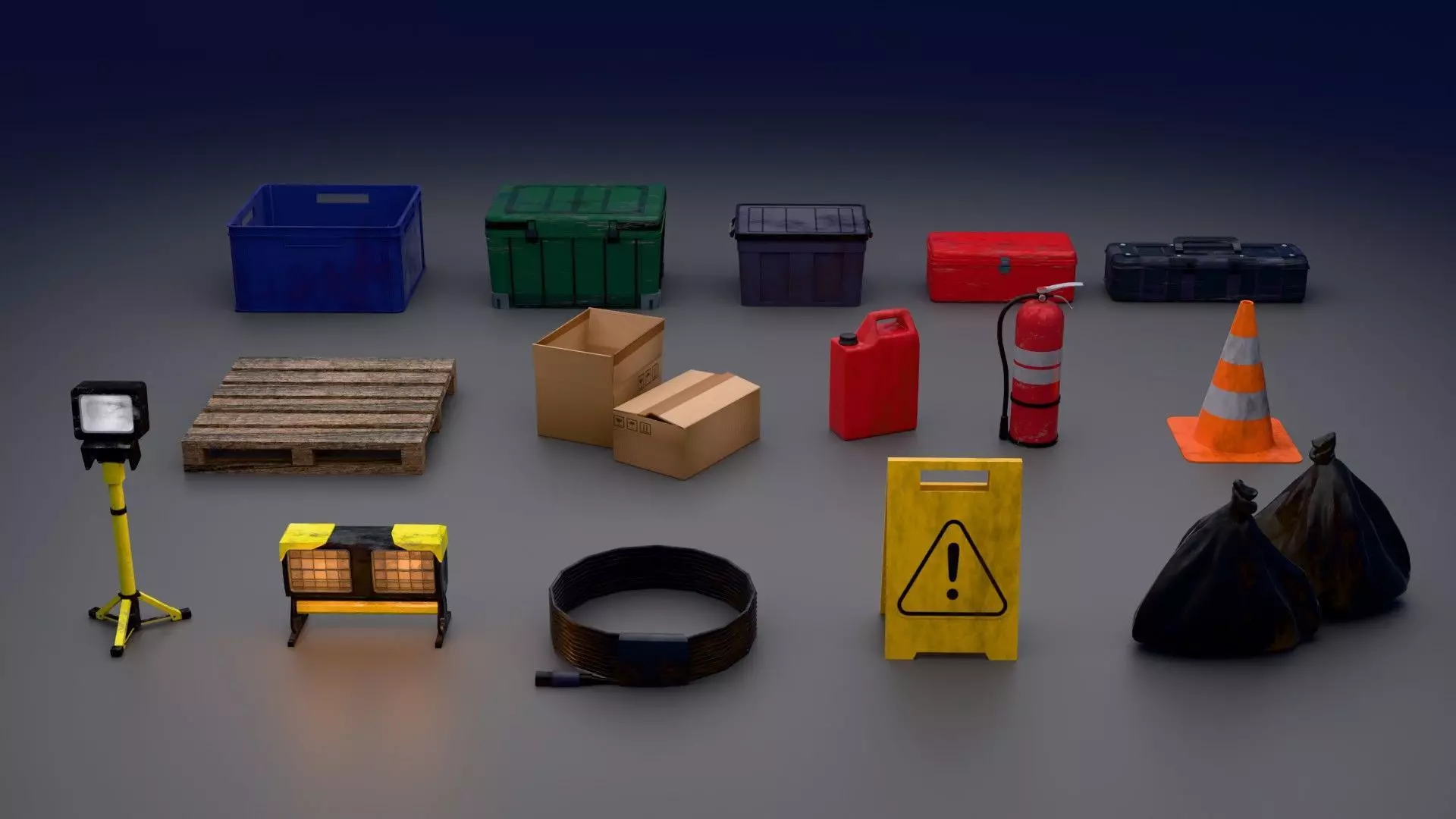 Industrial Environment Clutter Pack - Game Props Low-poly 3D model