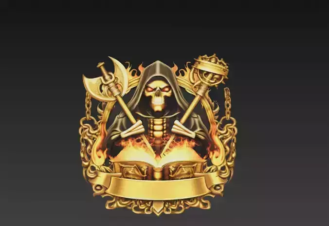 Infernal Necromancer Ritual Crest Relief 3D Model