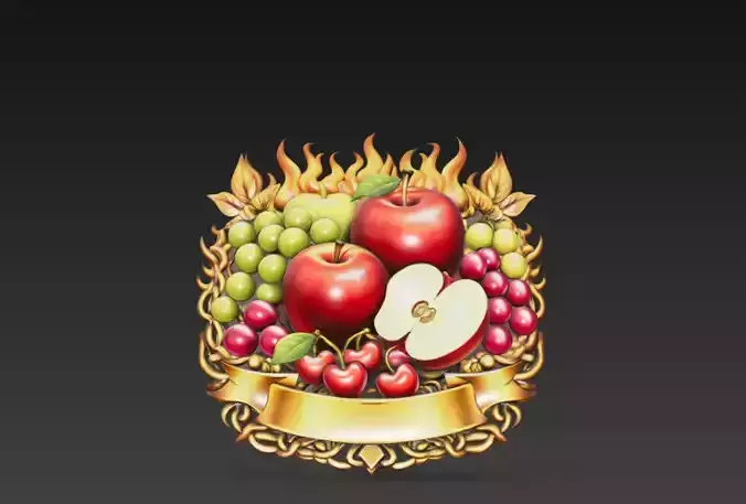 Orchard Harvest Royal Emblem - Apple Grape Cherry Crest