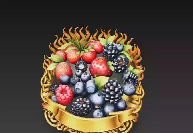 Berry Harvest Royal Emblem - Strawberry Blueberry Blackberry 