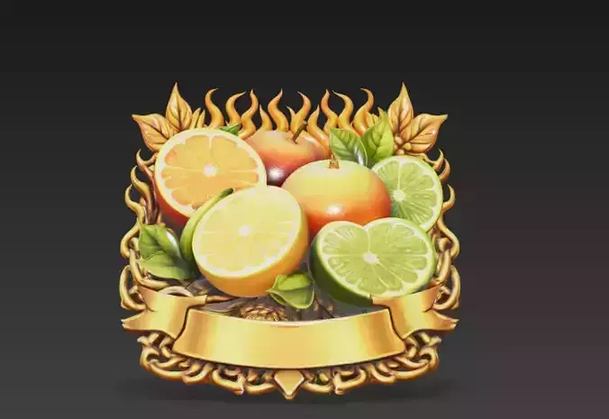 Citrus Royal Emblem - Orange Lemon Lime Decorative Crest