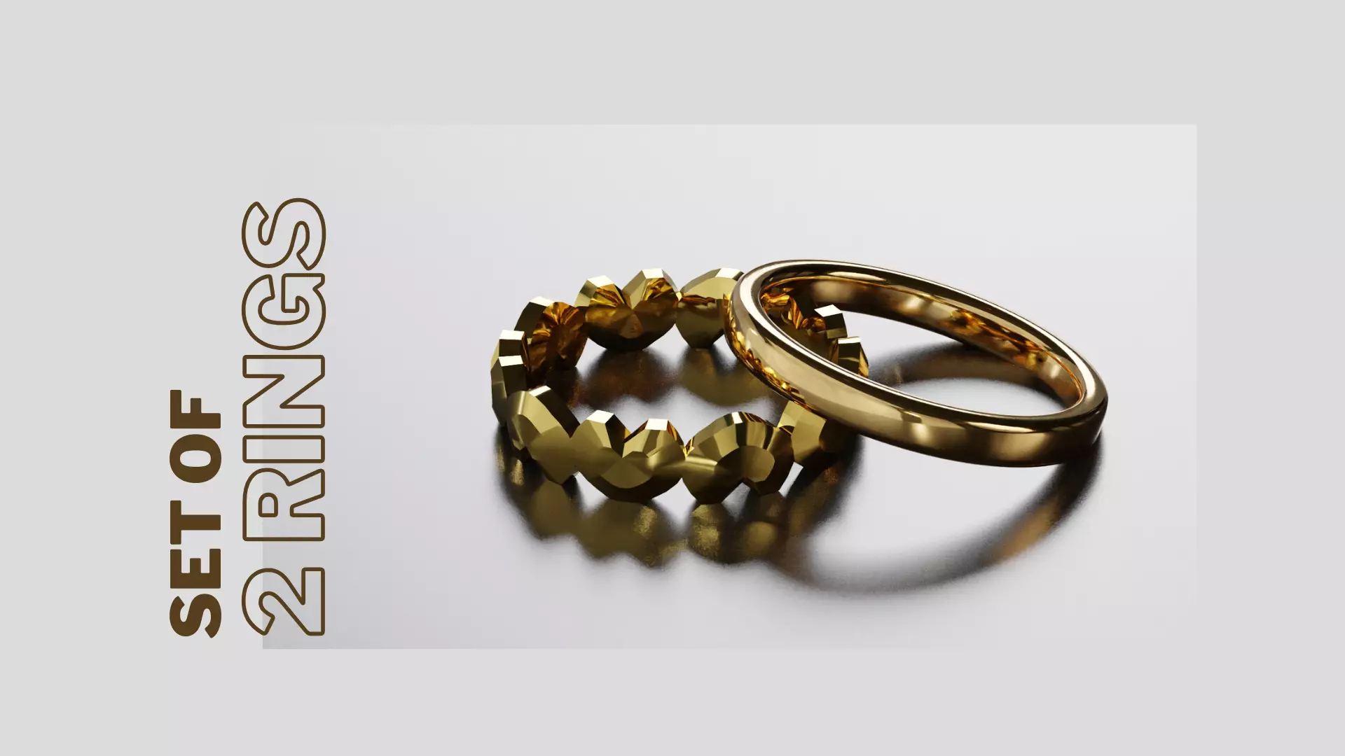 Gold womens ring stack- Kawaii ring set STL OBJ resin print 3D print model