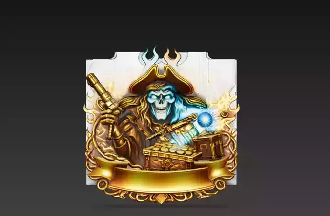 Ghost Pirate Captain Crest - Dark Nautical Skull Emblem