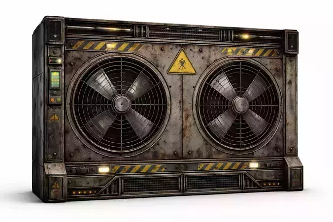 Sci-Fi Industrial Ventilation Unit - PBR Low Poly Game Ready