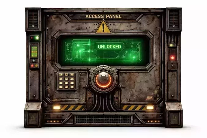 Sci-Fi Industrial Access Control Panel - PBR Low Poly Game Ready