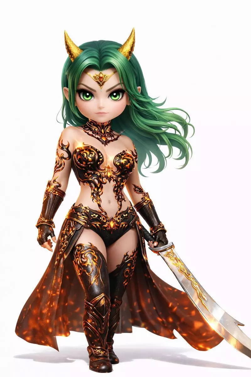 Chibi Demon Warrior Girl Stylized Fantasy Character 3D Model 3D print model