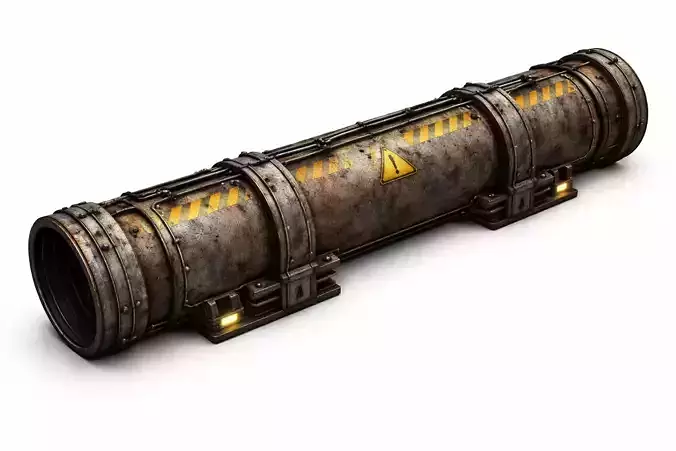 Industrial Sci-Fi Pipeline Tube - PBR Low Poly Game Ready