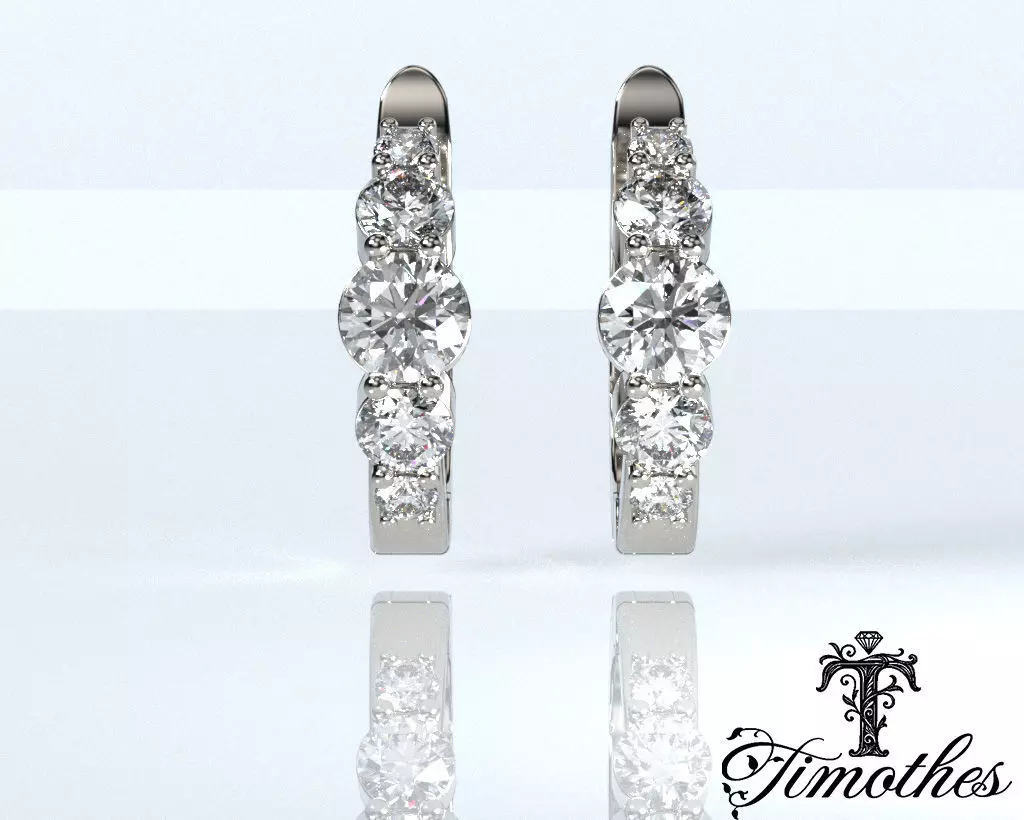 Timothes Diamond Earing 3D JewelryModel Printable 3D ER50 3D print model