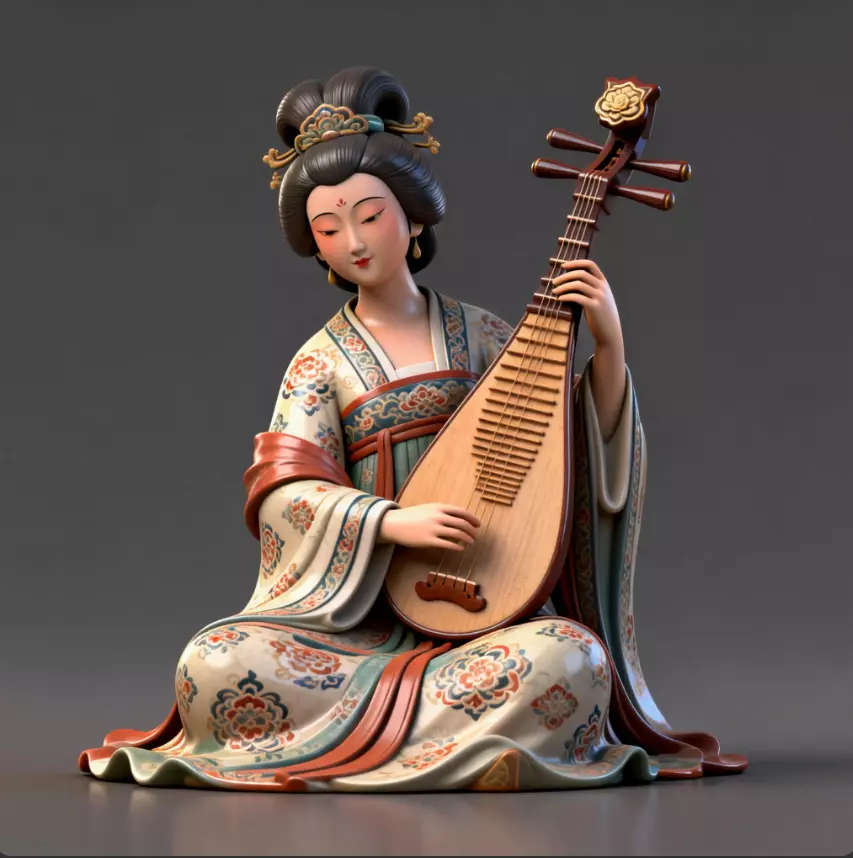 Statue Tang Suit Pipa Woman Series 1 3D model