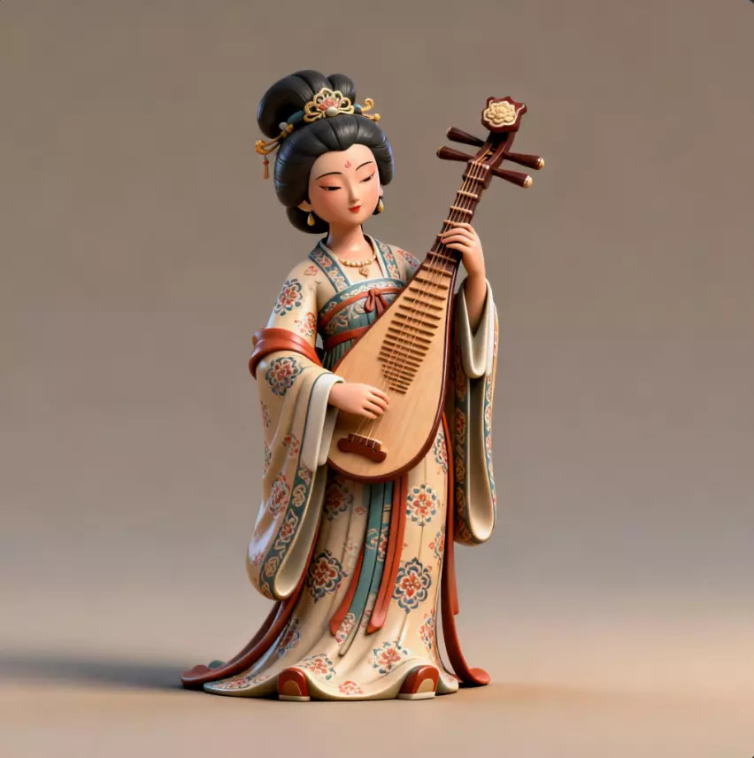 Statue Tang Suit Pipa Lady Series 2 3D model