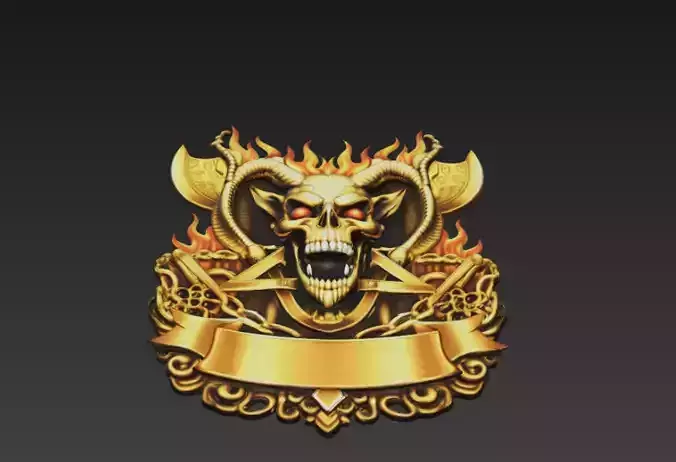 Infernal Demon Skull Crest 3D Model
