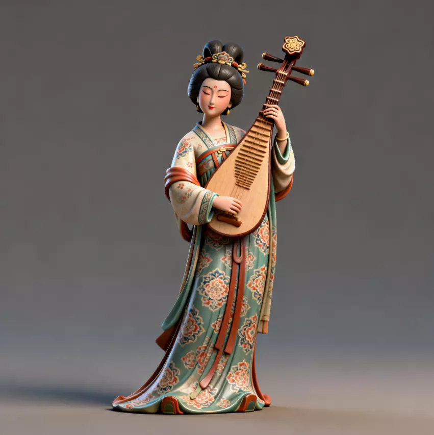 Statue Tang Suit Pipa Girl Series 3 3D model