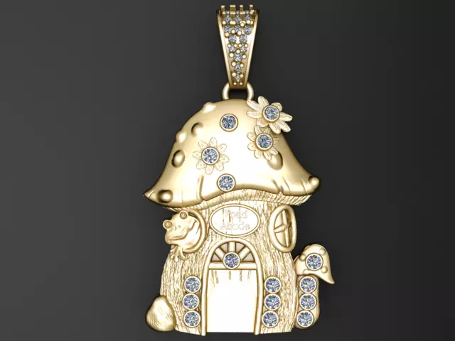 Whimsical Mushroom Fairy House Pendant 3D Printable 3D print model
