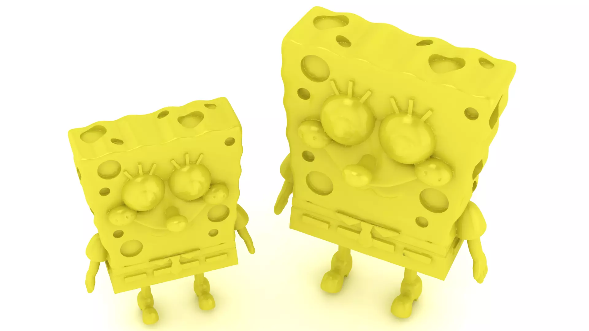 Cute Square Sponge Cartoon Character 3D Model 3D print model