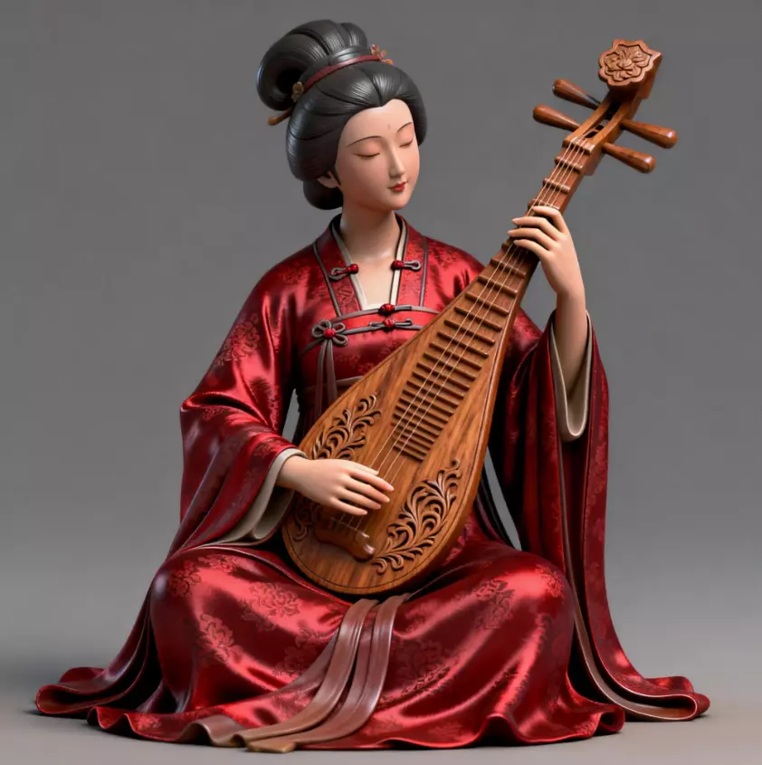 Statue Tang Suit Pipa Player Series 5 3D model