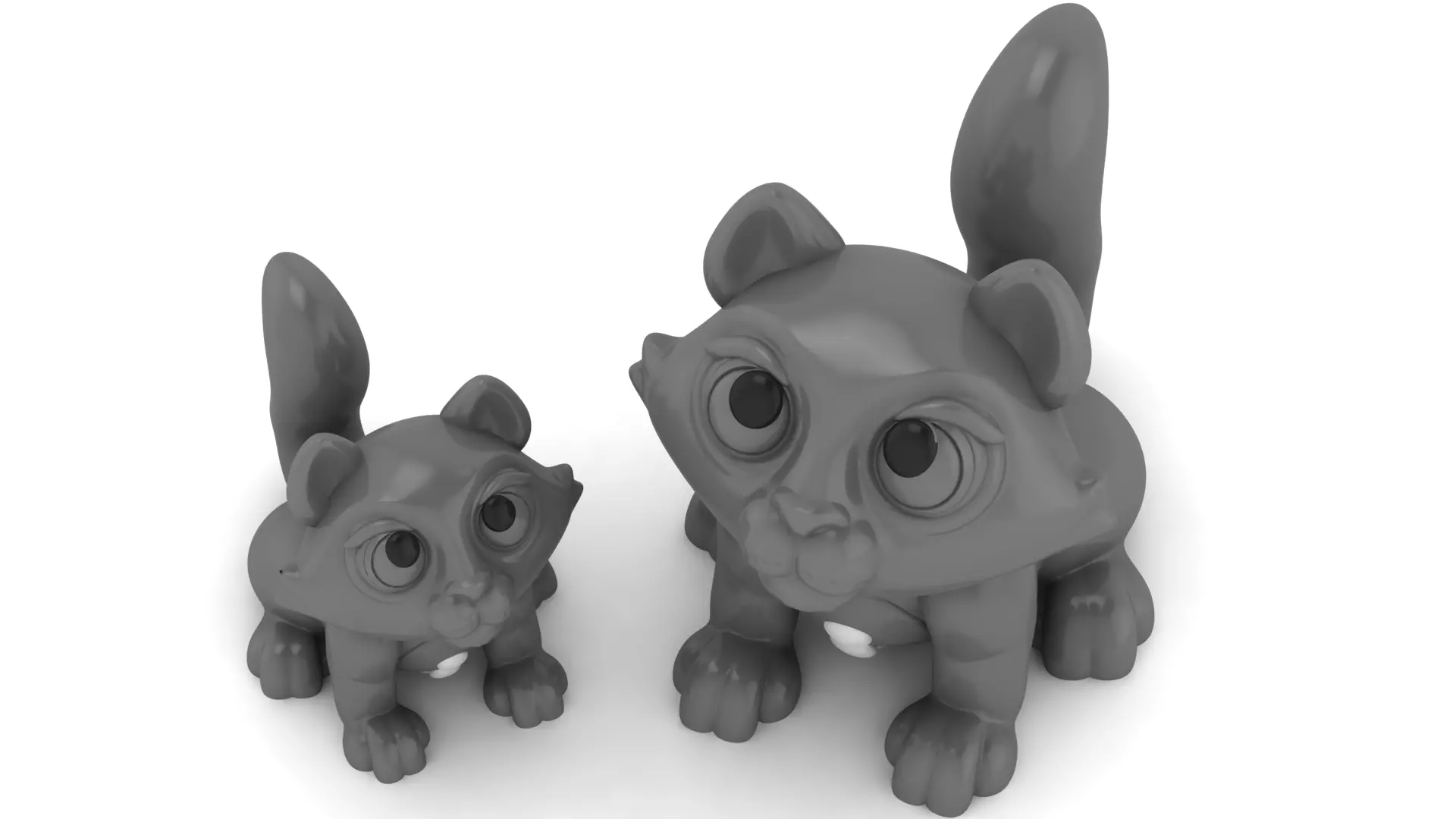 Stylized Cartoon Raccoon Pair 3D print model