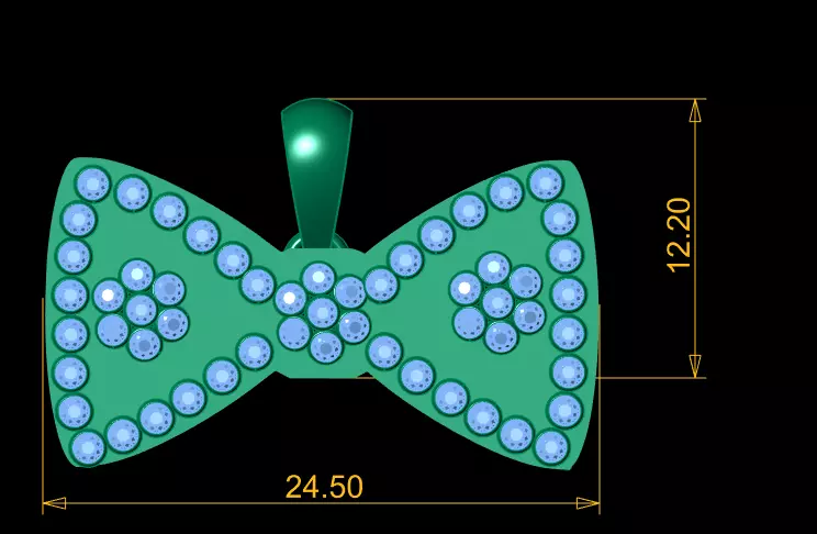 Mini Diamond Bow Tie Pendant 3D Printable Jewelry CAD Model 3D print model