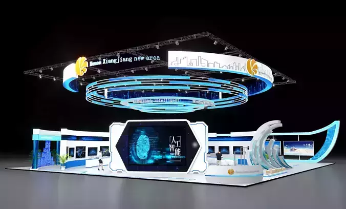 3D Model of Modern Technology Exhibition Booth