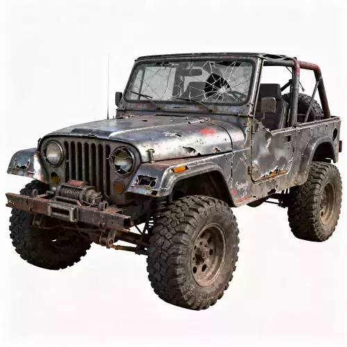 Damaged Post Apocalyptic Off Road Jeep 3D Model V02
