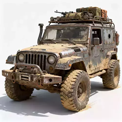 Damaged Post Apocalyptic Off Road Jeep 3D Model V05