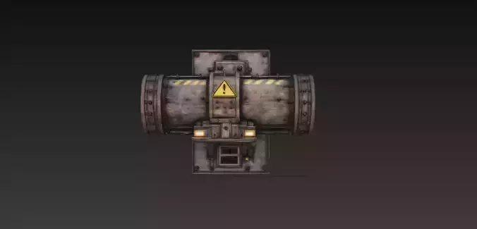 Industrial Sci-Fi Wall Mounted Pipeline Pipe - PBR Low Poly