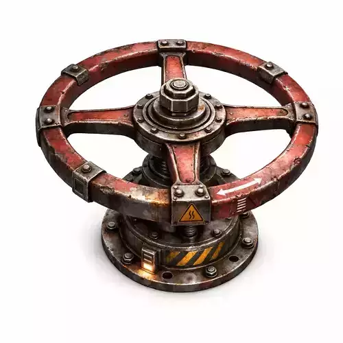 Industrial Sci-Fi Valve Wheel Control - PBR Low Poly Game Ready