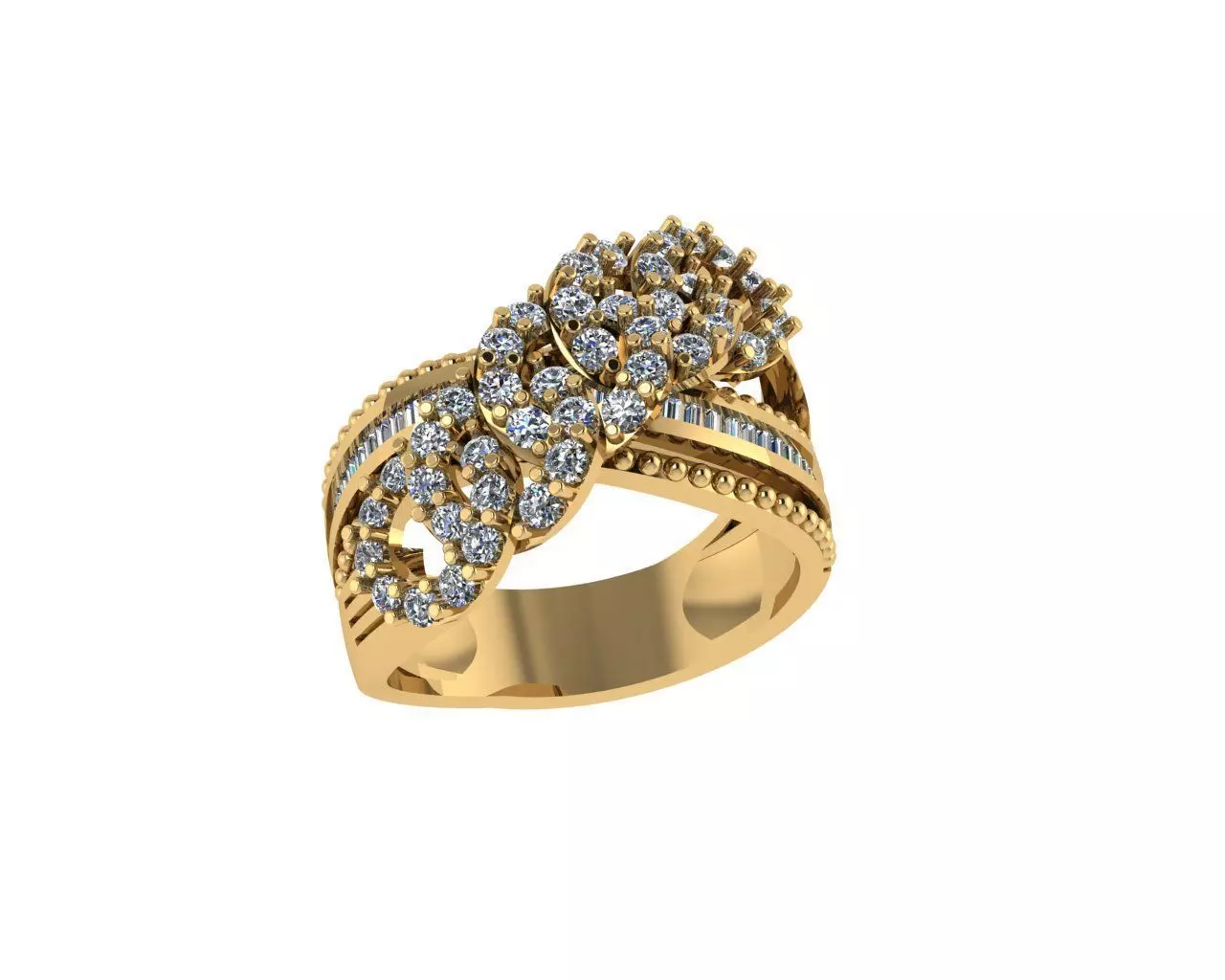 Diamond Half Cuban Ring 3D print model
