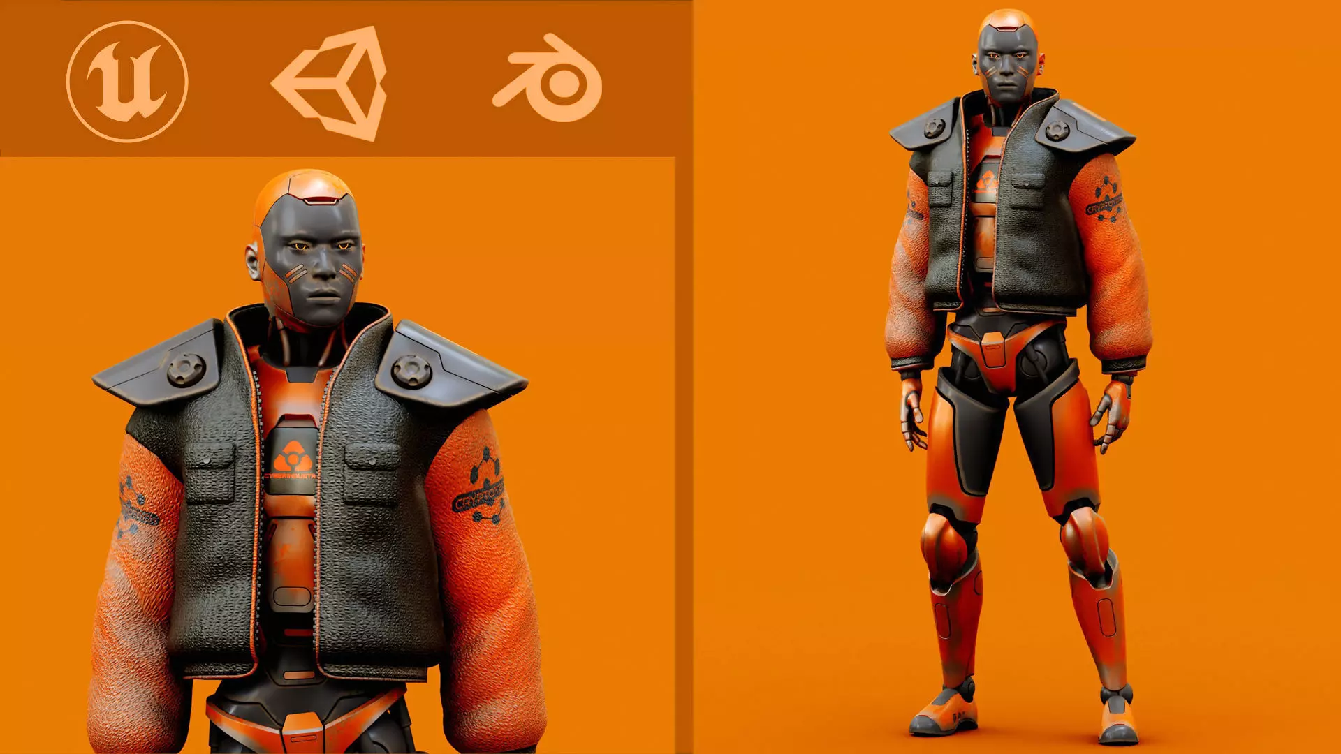 CYBORGTOPIA B-26 Rigged for Unreal Engine - Unity - MIXAMO 3D model