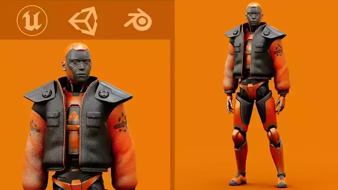 CYBORGTOPIA B-26  Rigged for Unreal Engine - Unity - MIXAMO