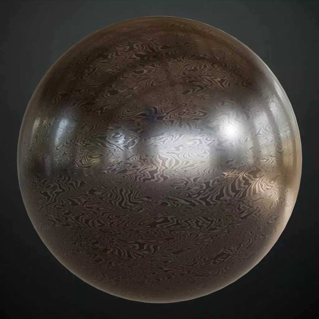 Hand-Forged Pattern-Welded Damascus Steel PBR Seamless Texture