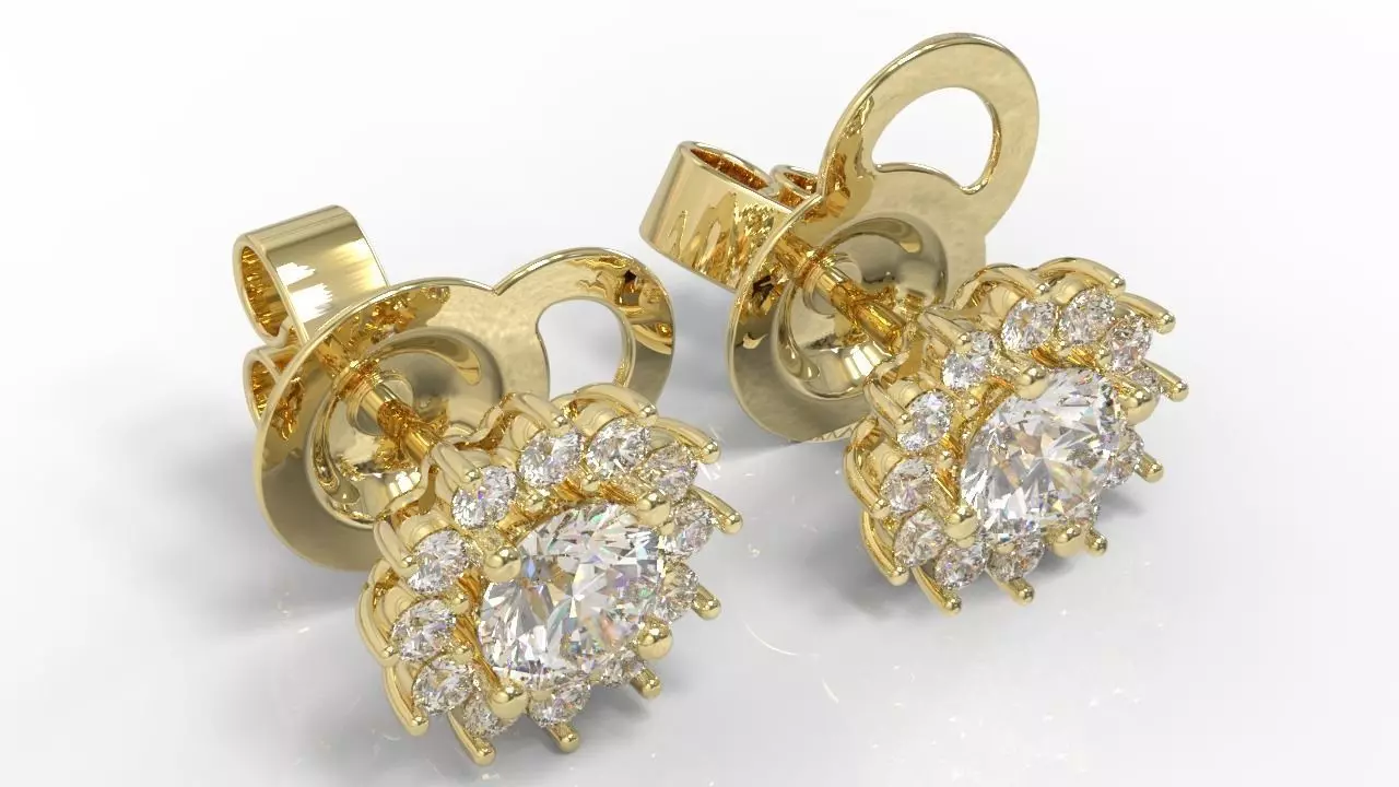 Sunflower Diamond Earrings 3D print model