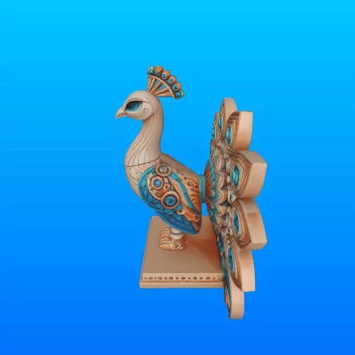 3640 Color 3D Model of a Peacock on Base Totem STL 3D print model