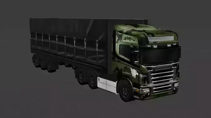 Low Poly European Cargo Truck 8x4