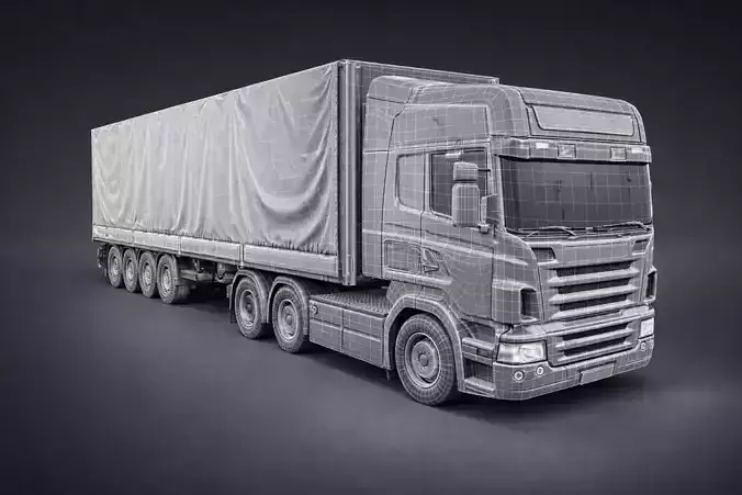 Low Poly European Cargo Truck 8x4