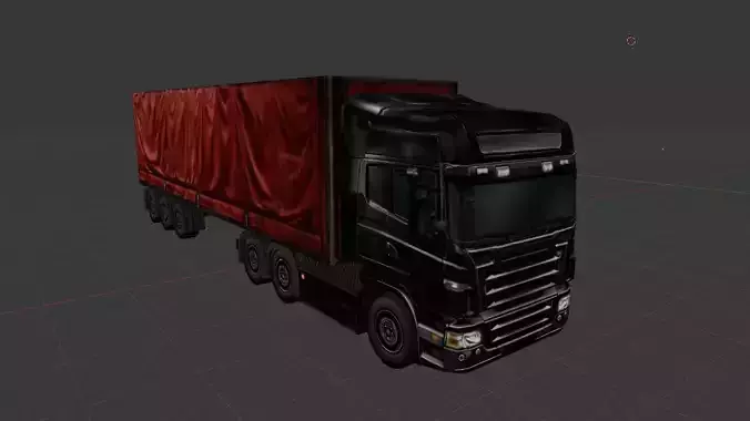 Realistic Heavy Truck with beige trailer