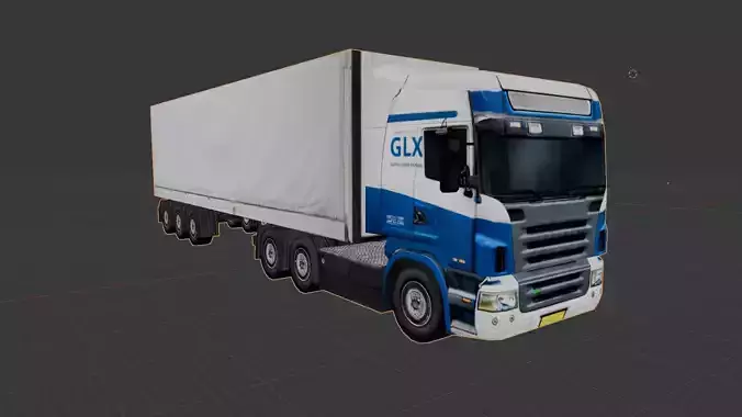 Realistic Heavy  semi  Truck  with beige trailer