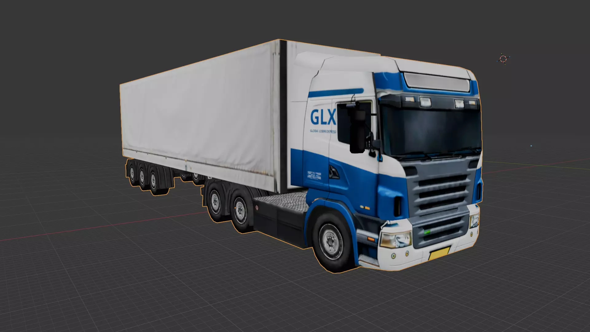 transport truck Heavy semi Truck with beige trailer Low-poly 3D model