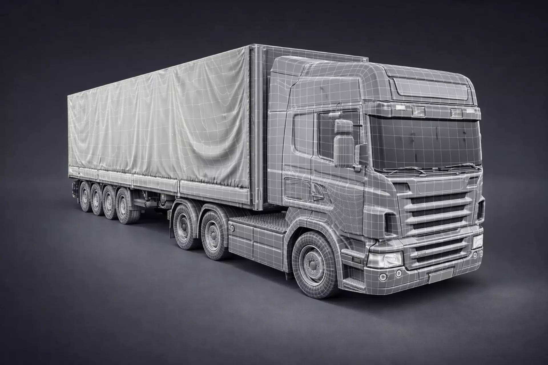 cania truck with beige trailer Low-poly 3D model