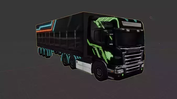 Realistic Heavy  semi  Truck  Futuristic truck 04