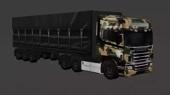 Low Poly European Cargo Truck 8x4