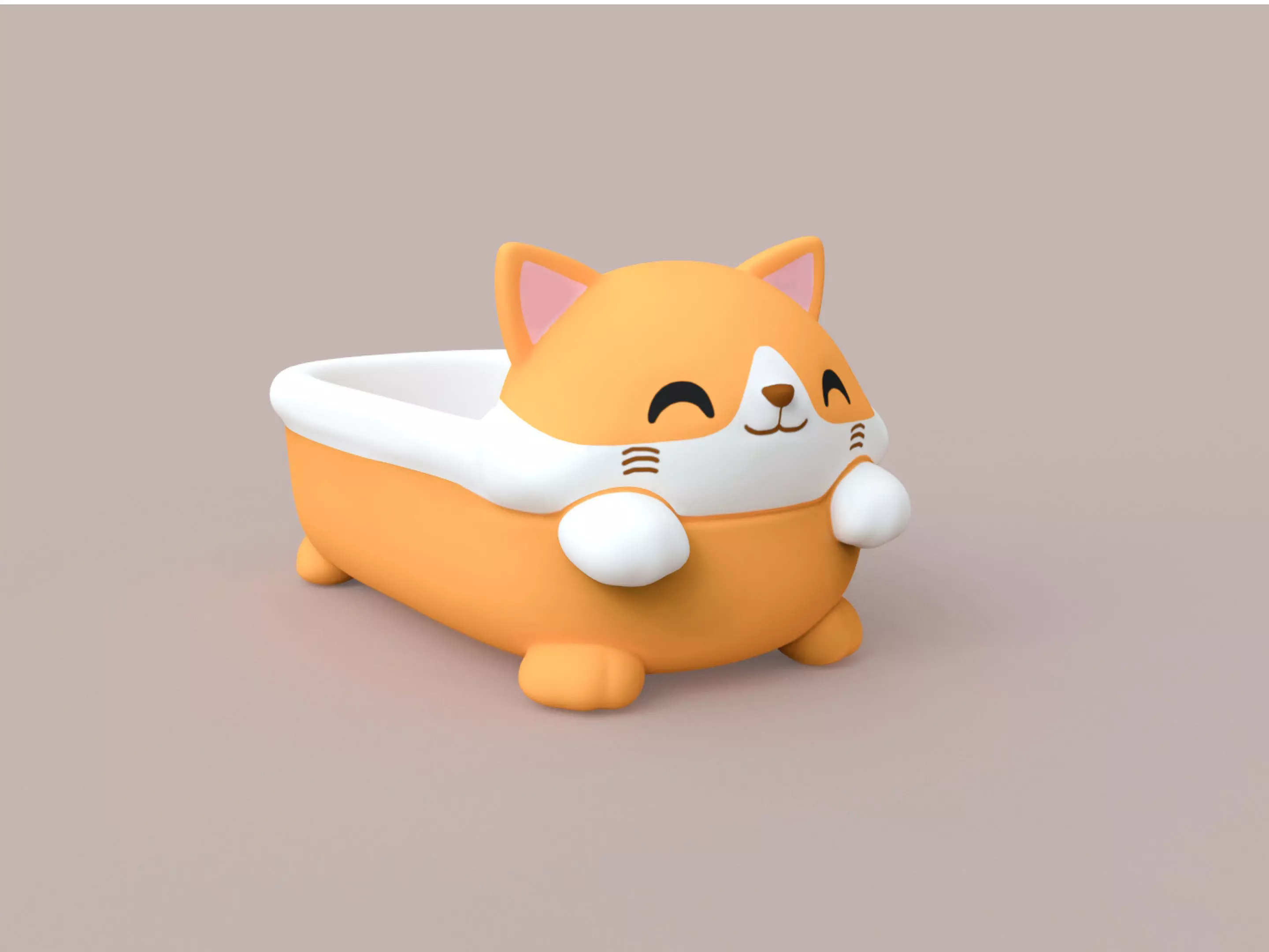 Cute Cat Baby Bath Tub Low-poly 3D model