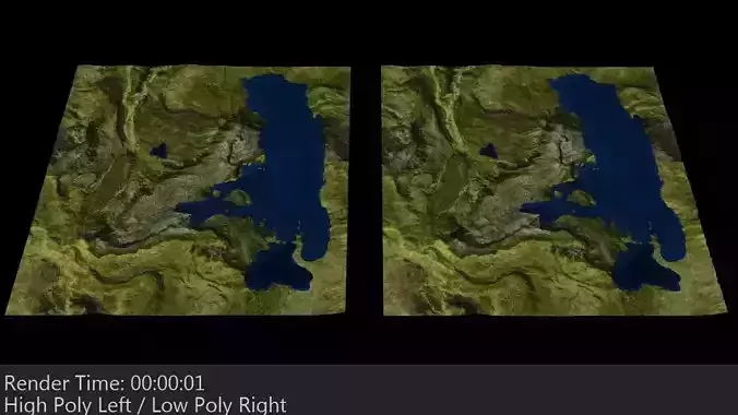 Terrain 3 Mountains and Lake Low-poly 3D model