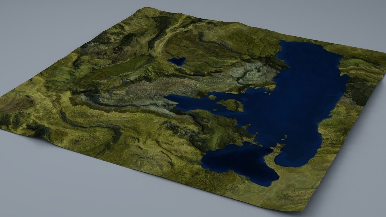 Terrain 3 Mountains and Lake Low-poly 3D model_3