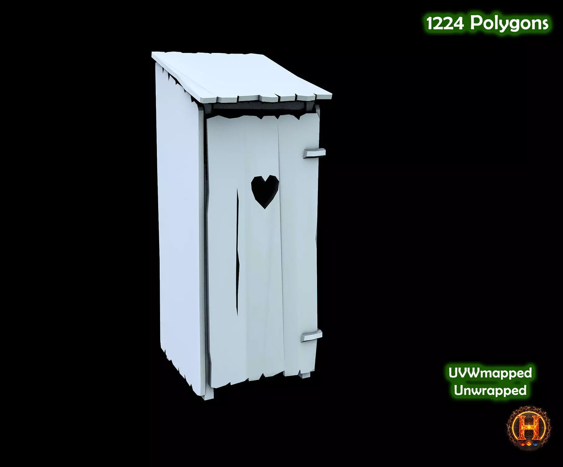 Outdoor Toilet Wooden Cabin Low-poly 3D model