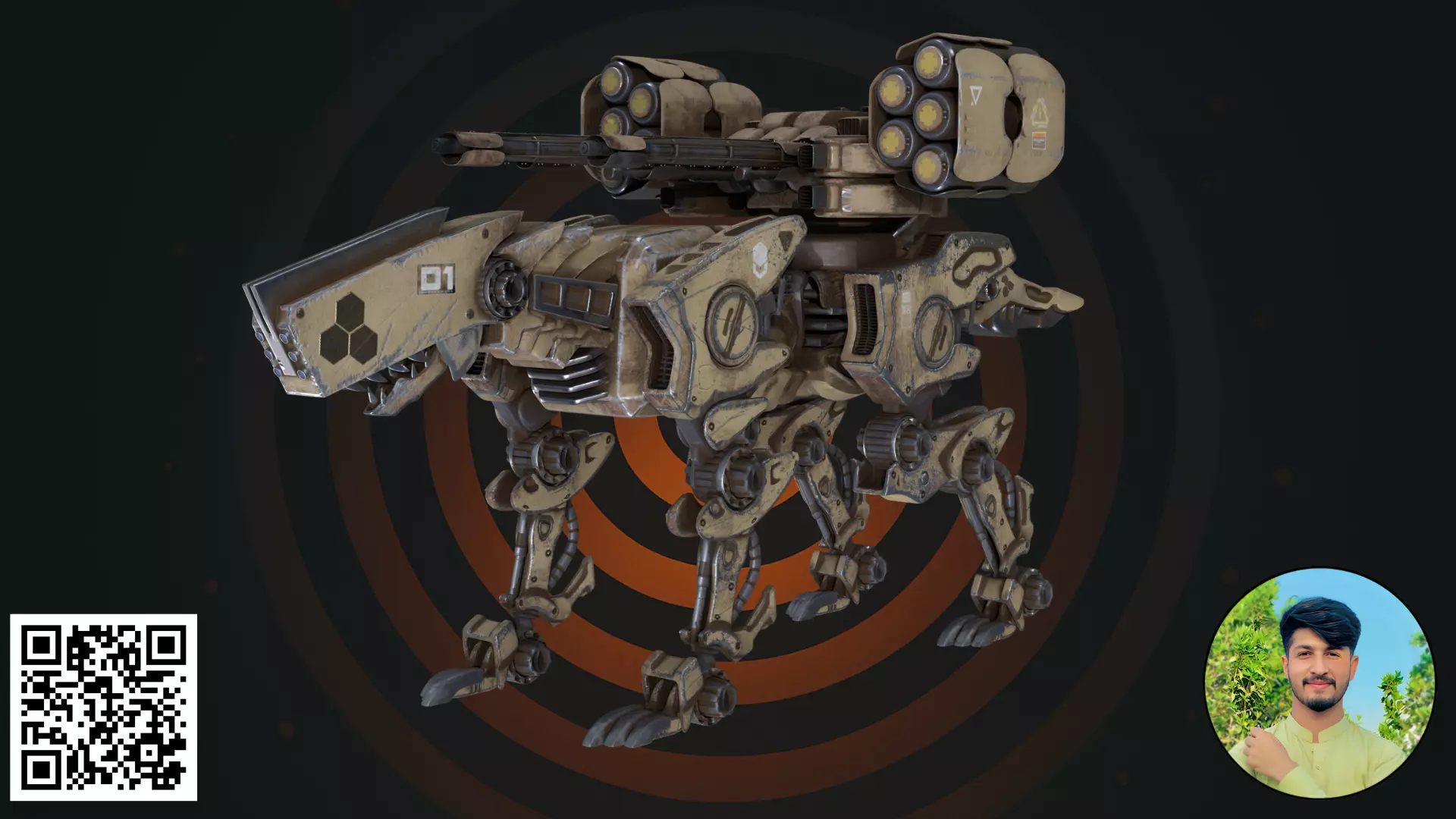 Sci-Fi Military Combat Mech Dog 3D model
