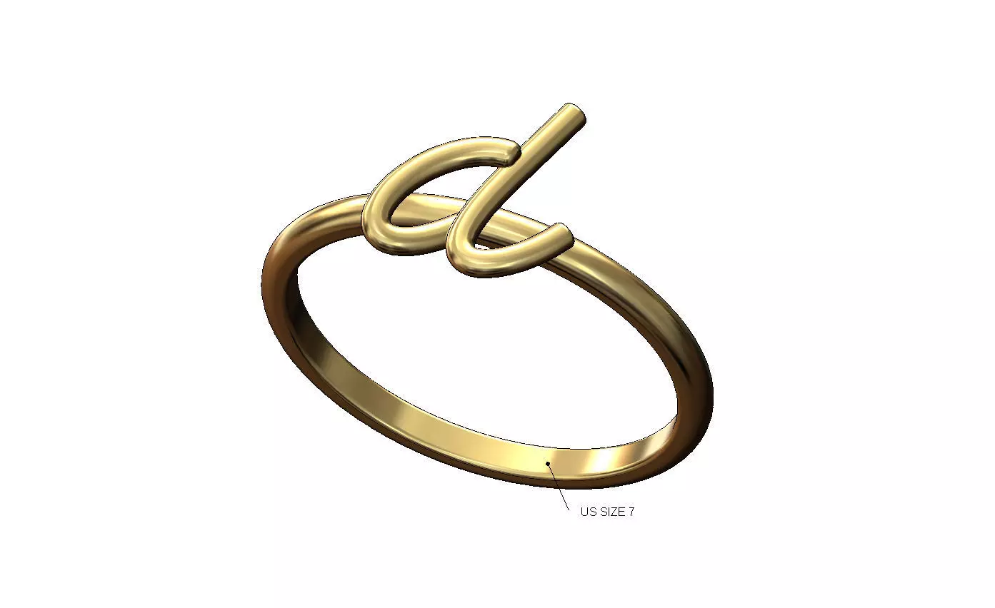 D letter initial 3d lowercase wire stacker ring US size 7 3D print model