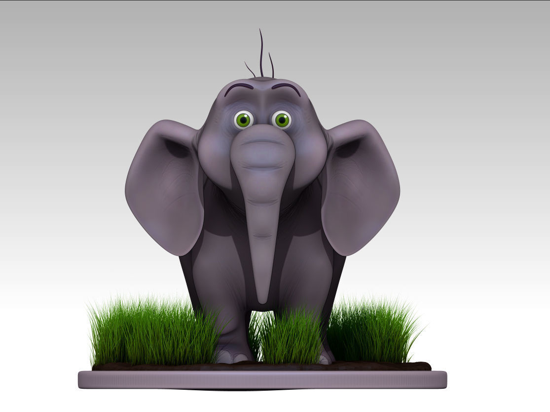 Elephant cartoon 3D model_2
