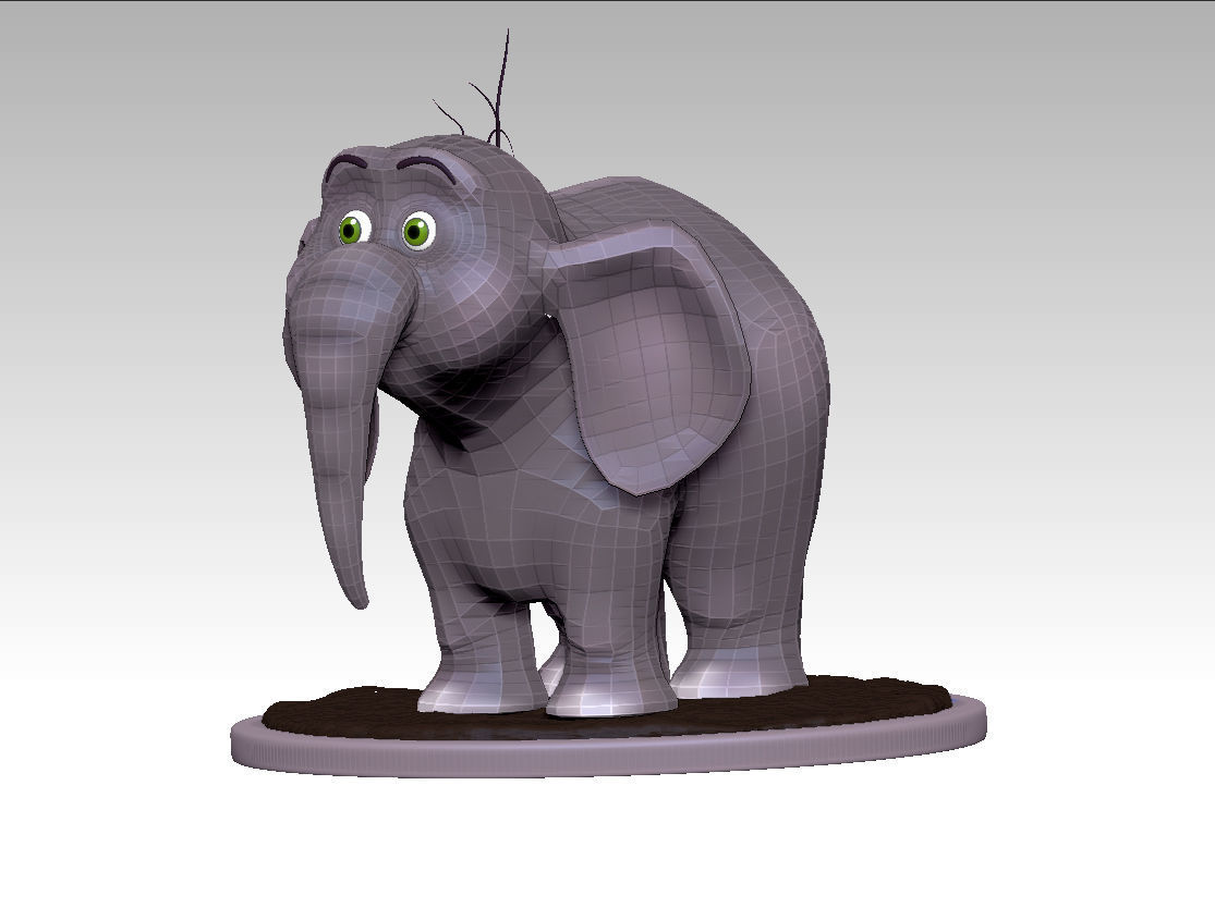 Elephant cartoon 3D model_6